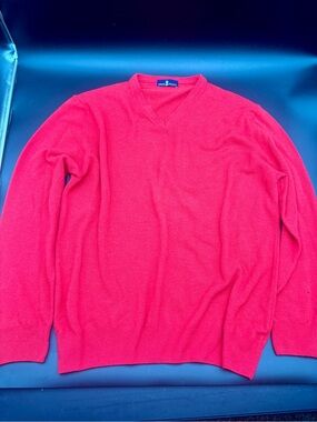 Eredi Pisano Roma Virgin Wool V-Neck Sweater Bright Red Italy 19x27 Used